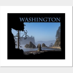 Washington State Outline (Along the Pacific Coast) Posters and Art